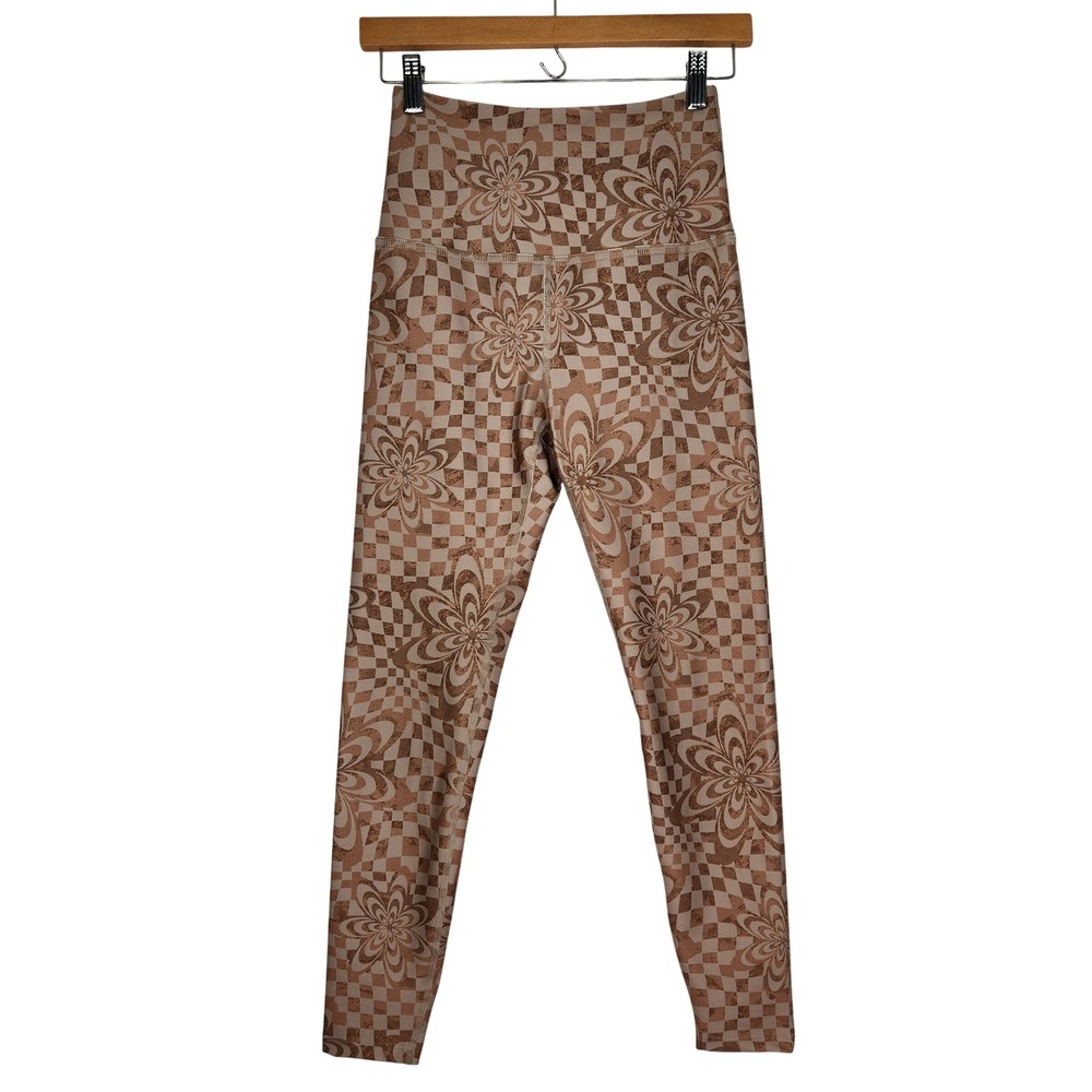 Beyond Yoga‎ Endurance Light High Waisted Midi Legging S Tan Checkered Floral